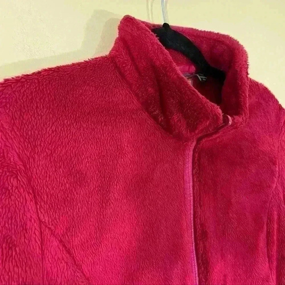 Merrell Magenta Fleece Full Zip Fuzzy Crop Neck Jacket Size M - Picture 5 of 16